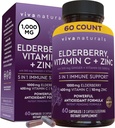 Viva Naturals Black Elderberry with Vitamin C and Zinc for Adults (60 Count) - Sambucus Elderberry Immune Support Supplement, Black Elderberry Capsules for Adults, Elderberry Συμπληρώματα για Γυναίκες