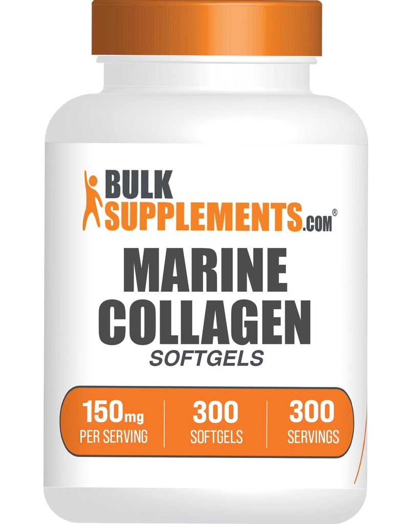BulkSupplements.com Collagen Softgels - κάψουλες Collagen Peptides - χάπια Collagen για γυναίκες - χάπια Collagen Peptides - Marine Collagen - Συμπληρώματα Collagen (300 Count - 300 Servings)