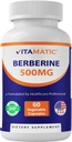 Vitamatic Berberine Συμπλήρωμα 500mg - 60 κάψουλες λαχανικών - Κατασκευάζονται στις ΗΠΑ - Χωρίς γλουτένη - Μη ΓΤΟ (1 φιάλη)