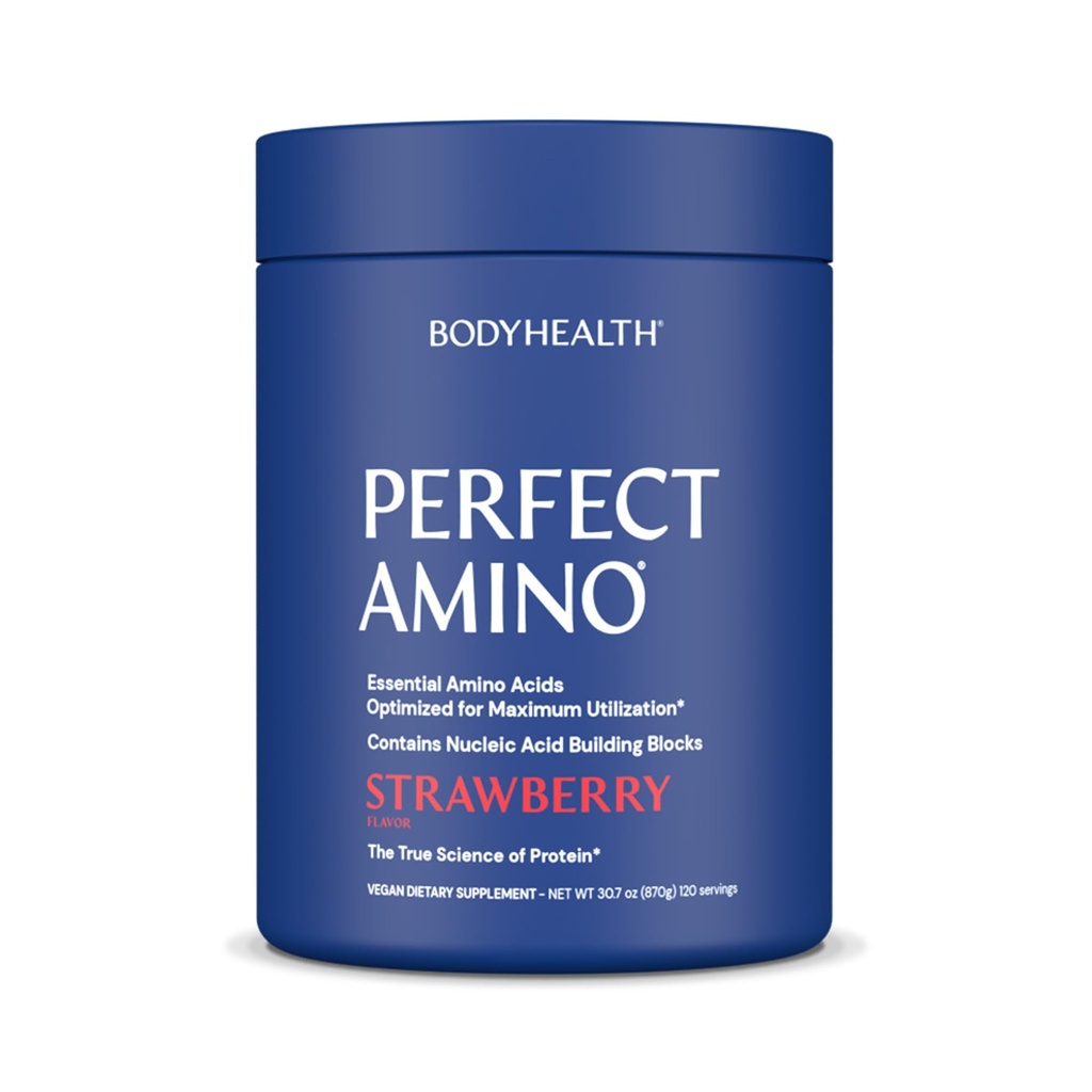 BodyHealth PerfectAmino Powder - BCAA και EAA Powder για την προετοιμασία και μετά την προπόνηση - Amino Acid Energy Drink for Men and Women to Support Lean Muscle and Recovery - Φράουλα - 120 Services