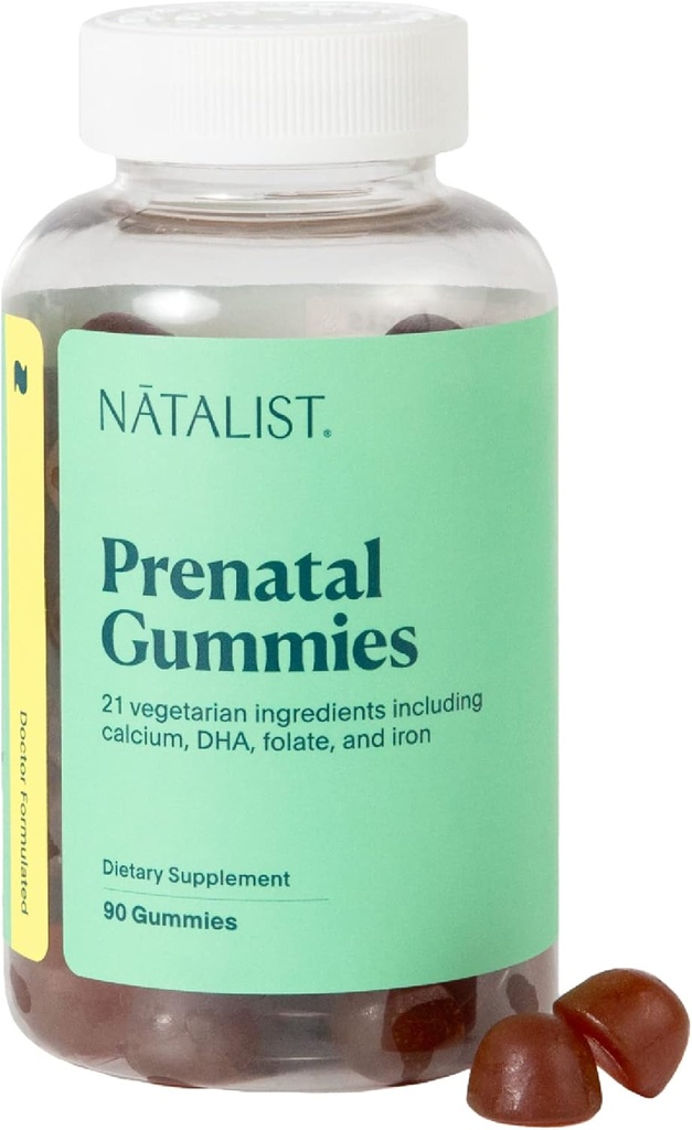 NATALIST Προγεννητικά Gummies για την καθημερινή της προκατάληψη & εγκυμοσύνη Φόρμουλα Πολυβιταμίνες γυναικών + DHA Ωμέγα-3 από την άλγη - Μικτό μούρο, χορτοφαγικά, χωρίς γλουτένη, μη ΓΤΟ - 90 Count