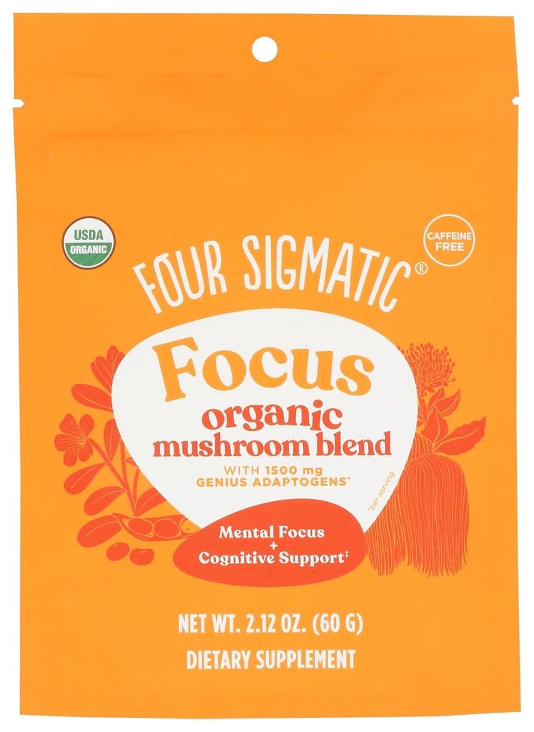Τέσσερα Sigmatic Focus Blend 7 Superfoods Adaptogen Blend Μίγμα με το Lion's Mane, Cordyceps, Rhodiola, Bacopa & Mucuna 
