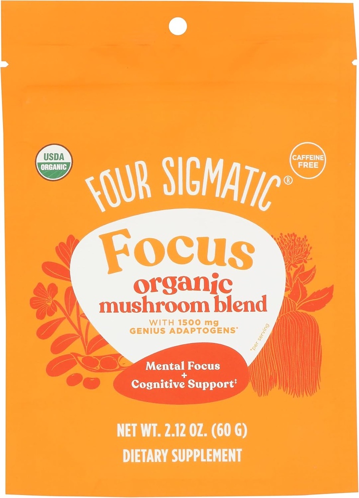 Τέσσερα Sigmatic Focus Blend 7 Superfoods Adaptogen Blend Μίγμα με το Lion's Mane, Cordyceps, Rhodiola, Bacopa & Mucuna 