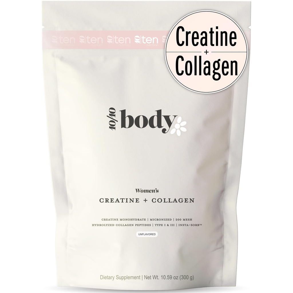 Νέα - Create + Collagen για τις γυναίκες – Υποστηρίζει Lean μυϊκή ανάπτυξη & ανάπτυξη, Booty Gain, ενέργεια & ανάκτηση – 5g Creatine Monohydrate Plus 5000mg Collagen Peptides Combo – Unflavoured, 30 Υπηρεσίες