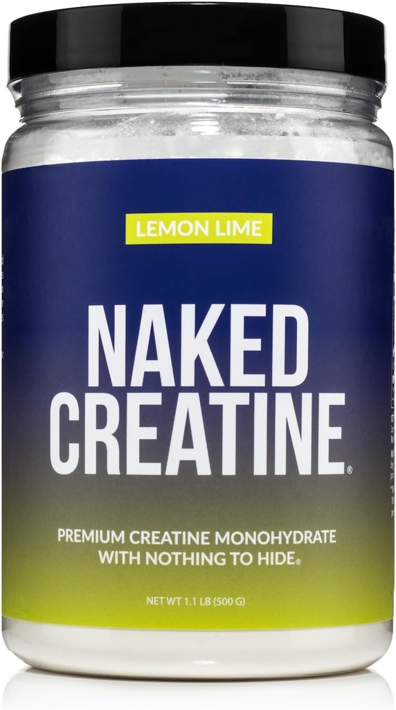NAKED Pure Micronized Lemon Lime Creatine Monohydrate - 42 Μερίδες - 500 γραμμάρια, 1.1Lb Μαζική, Vegan, μη-GMO, Χωρίς γλουτένη, Χωρίς σόγια.