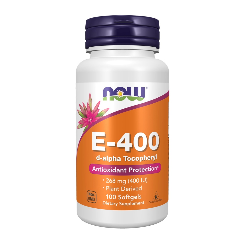 NOW Συμπληρώματα, Βιταμίνη E-400 IU, D-Alpha Tocopheryl, Αντιοξειδωτική Προστασία, Softgels, 100 Count (Pack of 1)