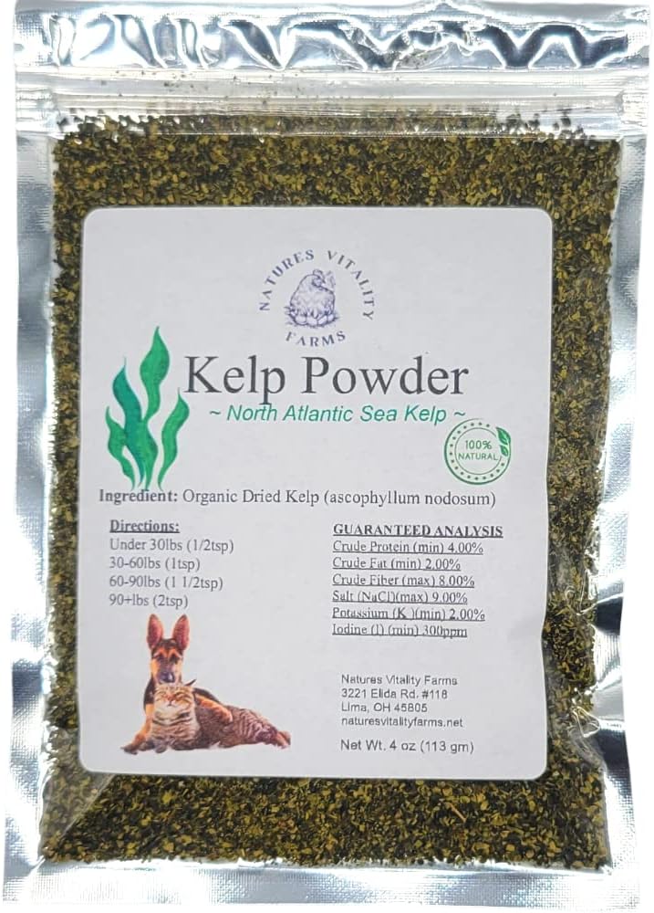 Kelp σκόνη για σκύλους / γάτες, φυσικό Βόρειο Ατλαντικό Ωκεανό Θάλασσα Kelp, Βιταμίνες Ορυκτά και αντιοξειδωτικά για την απόλυτη υγεία (4 ουγγιά)