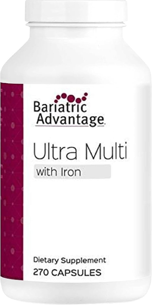 Βαριατρικό Πλεονέκτημα Ultra Multivitamin με σίδηρο - Ultra Multi με σίδηρο - Κάψουλες Μορφή Multivitamin - Παρέχει πλήρες σύμπλεγμα βιταμινών Β - με βιταμίνη C, Χρώμιο & Περισσότερα - 270 Κάψουλες