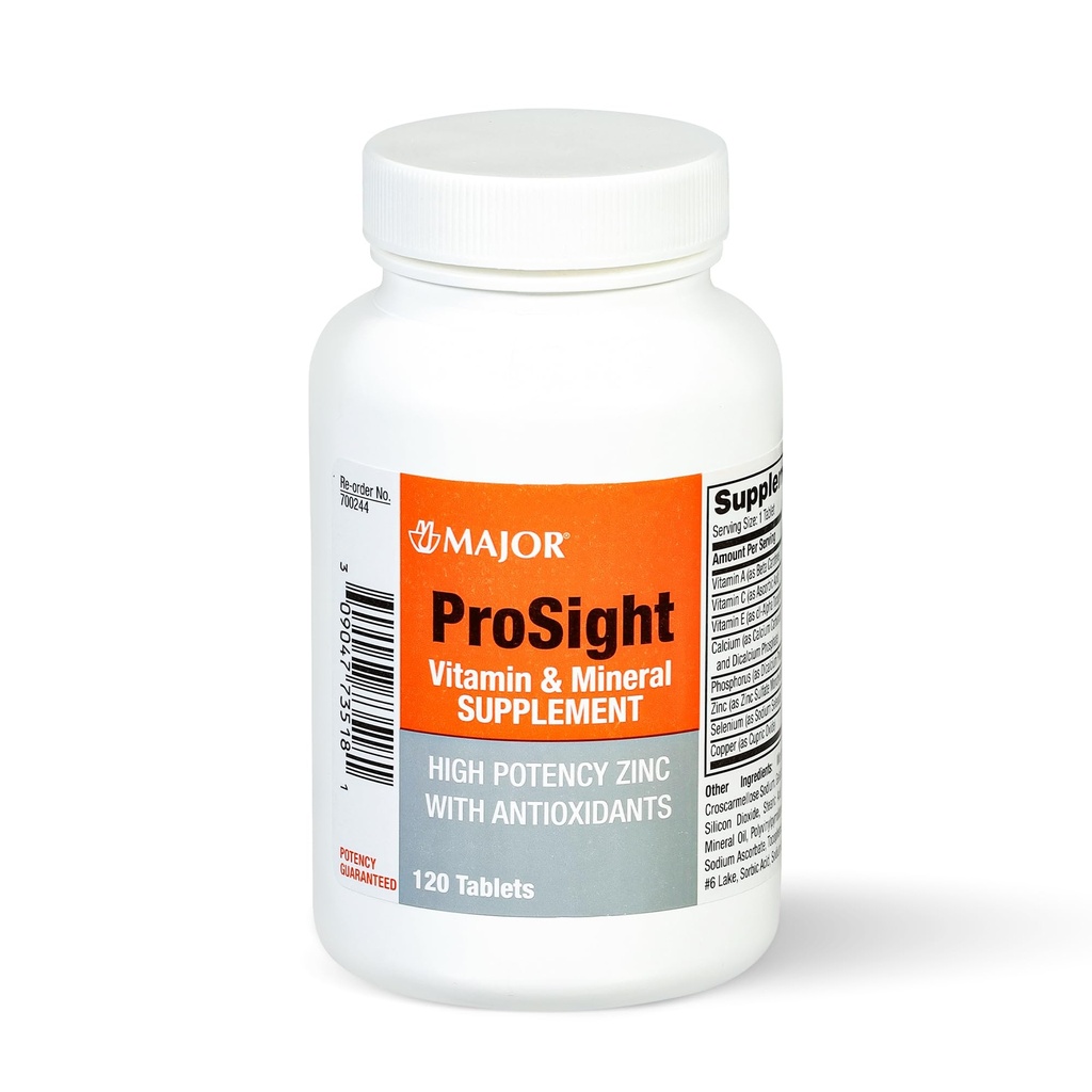 MAJOR ProSight Vitamin and Mineral Supplement - Καθημερινή πολυβιταμίνη για γυναίκες και άνδρες με υψηλής ισχύος ψευδάργυρο, και αντιοξειδωτικά για βέλτιστη διατροφική υποστήριξη - 120 δισκία