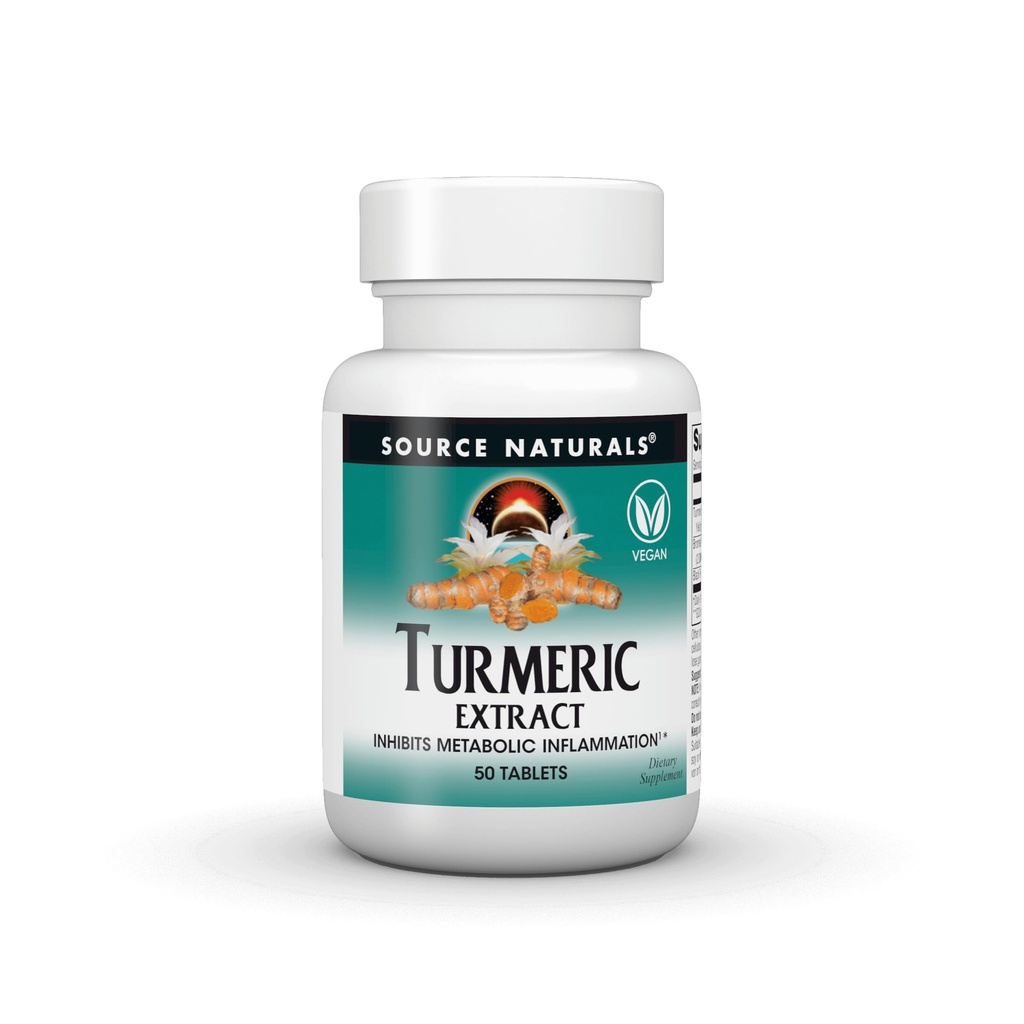 Source Naturals Turmeric Extract - Υποστηρίζει Υγιεινή Φλεγμονώδης Ανταπόκριση - 50 δισκία