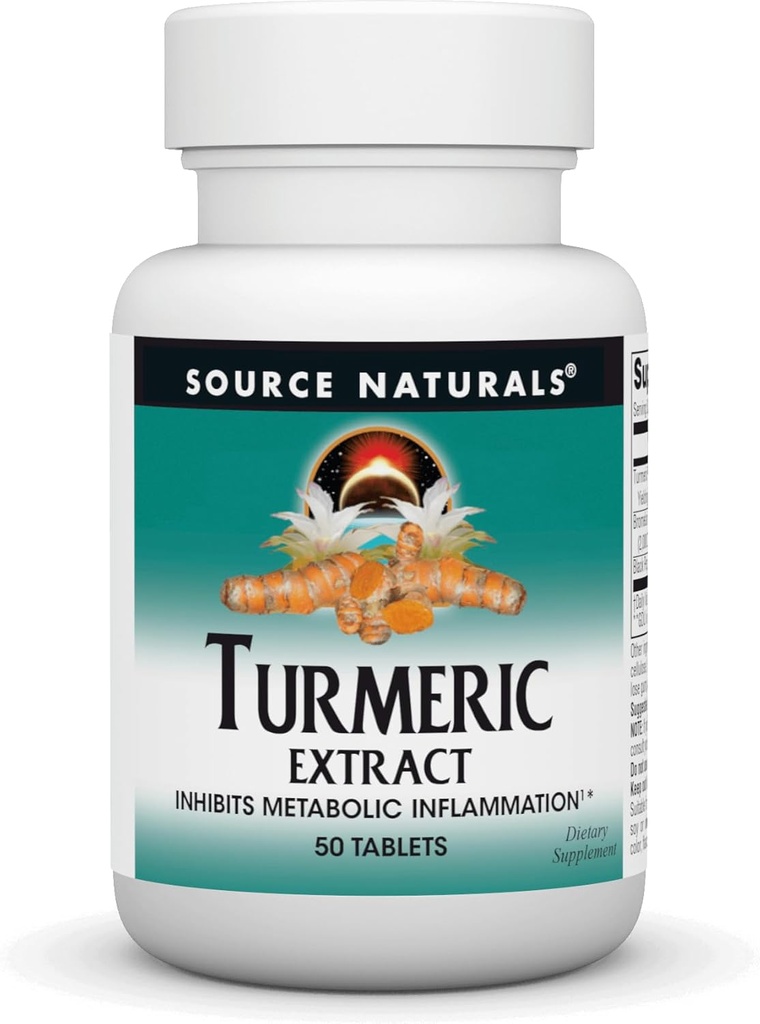 Source Naturals Turmeric Extract - Υποστηρίζει Υγιεινή Φλεγμονώδης Ανταπόκριση - 50 δισκία