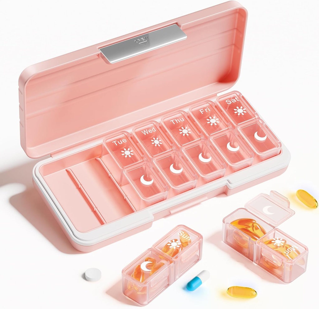 Betife AM PM Pill Organizer 2 φορές την ημέρα, 7 ημέρα χάπια εβδομαδιαία Pill Organizer Ταξίδι με ξεχωριστό εμπορευματοκιβώτιο, φορητή καθημερινή ιατρική Planner θήκη για βιταμίνη, ιχθυέλαια, συμπληρώματα