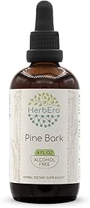 HerbEra Pine Bark B120 Alcohol-Free Herbal Extract Tincture, Concentrated Liquid Drops Natural Pine Bark (Proanthocyanidin) Dried Bark 4 fl oz