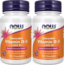 NOW Supplements, Vitamin D-3 1,000 IU, Natural Fruit Flavor, Structural Support*, 180 Chewables (Pack of 2)