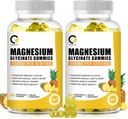 (2 Συσκευασία) Γλυκινικό Μαγνήσιο Glycinate Gummies 500mg, Συμπλήρωμα Μαγνησίου Υψηλής Απορρόφησης με Ασβέστιο & Βιταμίνες, Οστό Στήριξης, Μυς, Νύχτα, Μνήμη & Τάση, Vegan, Μη ΓΤΟ, 60 Κόμμες, Ανανάς Γεύση