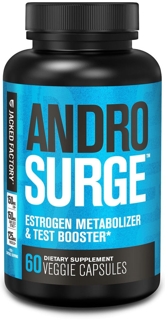 Εργοστάσιο Jacked Androsurge Αποκλειστής οιστρογόνων για άνδρες - Φυσικό ενισχυτή τεστοστερόνης για άνδρες & οιστρογόνων Μεταβολιστής με Tongkat Ali, DIM, Long Jack & More - Test Booster & Muscle Builder - 60 Count