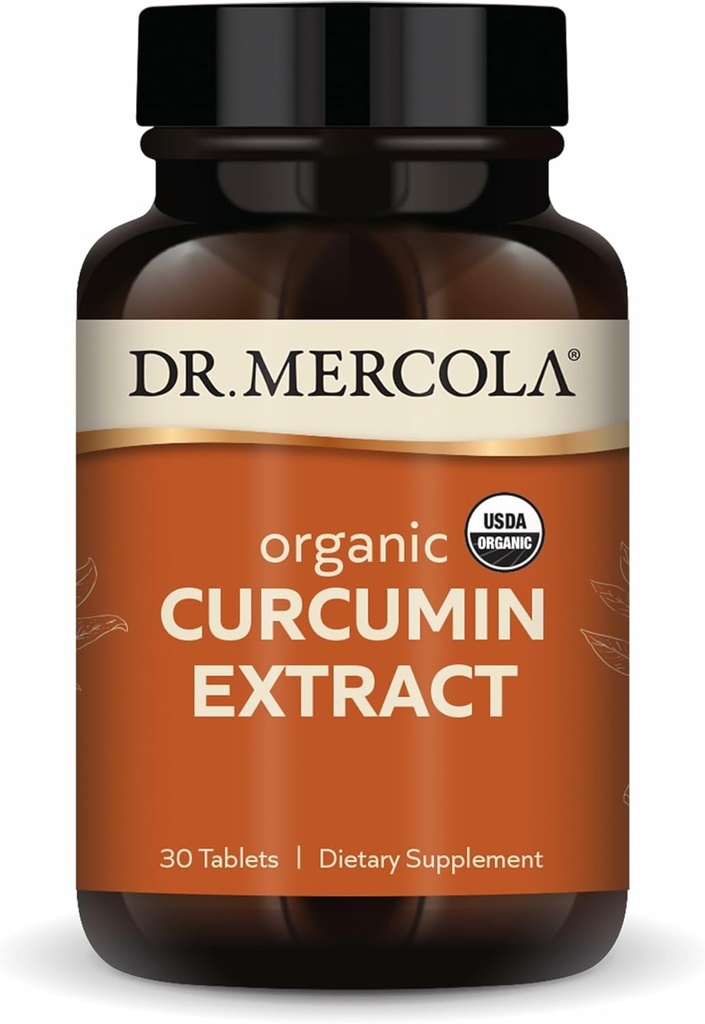 Dr. Mercola Organic Curcumin Extract, 30 Servings (30 Tablets), Dietary Supplement, Non-GMO, Certified USDA Organic