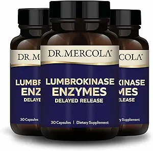 Dr. Mercola Lumbrokinase Enzymes - Delayed Release Formula - Dietary Supplement for Cardiovascular & Energy Support - Non-GMO, Gluten-Free & Soy-Free - 30 Capsules (30 Servings), 3 Pack