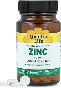 Country Life Target- Mins Ψευδάργυρος 50 mg 90 δισκία - Συμπληρώματα ψευδαργύρου για την Ανοσολογική Υγεία - Ψευδάργυρος 50mg - Υποστήριξη ψευδαργύρου