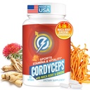 Cordyceps Mushroom Capses - Συμπλήρωμα Υποστήριξης Ανοσοποιητικού & Ενέργειας με Cordyceps Militaris, Maca Root, Ginseng, Rhodiola, Mushroom Supplement for Endurance, Stamina, Athletic Performance, 60 Κάψουλες