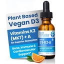 Τολμηρή Botanica D3-K2-A, Liquid Vitamin Complex, Vegan D3 από Βιολογικό Άλγος με Βιταμίνη K2 (MK7) και Α για Ανοσολογική Υποστήριξη, Φυσικό Πορτοκαλί Γεύση, Γεύση Νοστιμότατο, 1 FL OZ. (30mL)