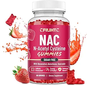 NAC Gummies 600mg, N Acetyl Cysteine συμπλήρωμα με γλουταθειόνη, ρεσβερατρόλη, μαγνήσιο, CoQ10, NAC Chewable για αντιοξειδωτικά & ανοσοποιητική υποστήριξη, Φράουλα Γεύση 60 Gummies