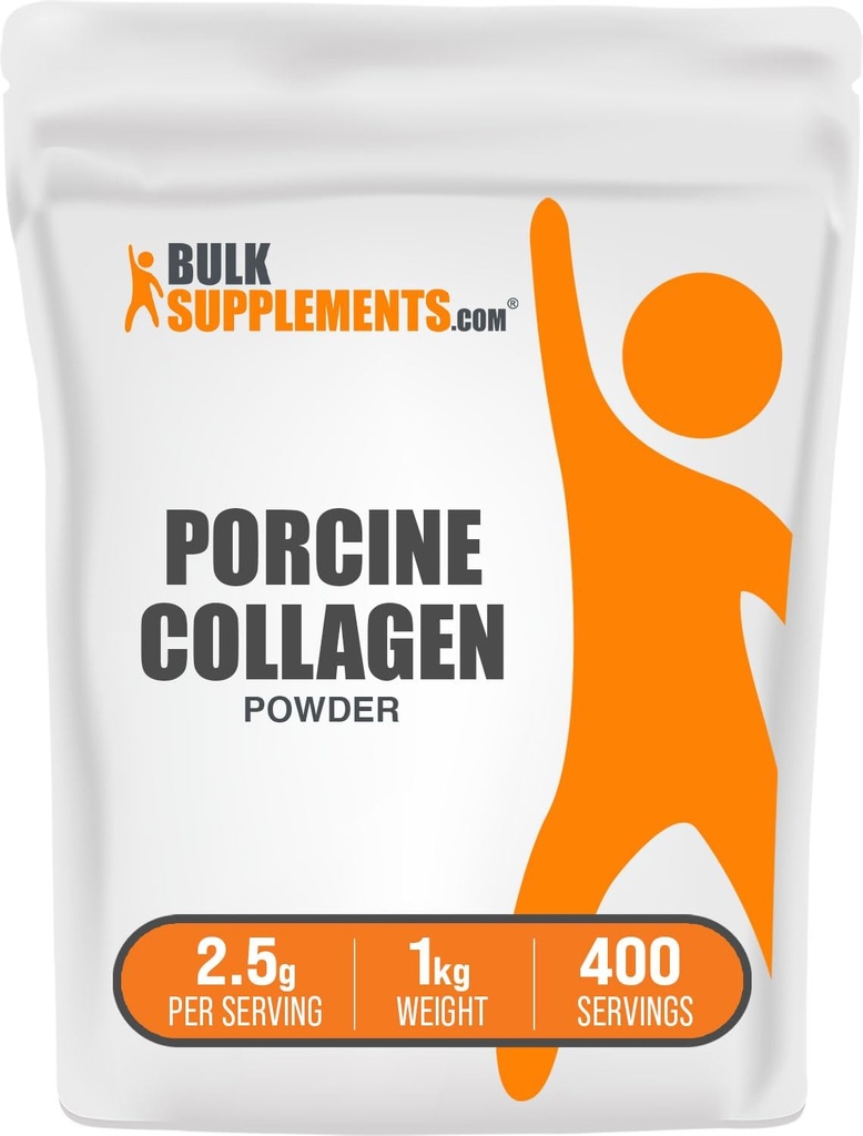 BulkSupplements.com Χοιρινό Κολλαγόνο Σκόνη - Υδρολυμένο Κολλαγόνο, Πεπτίδια - Χωρίς γλουτένη, 2500mg ανά Σερβίρισμα, 5kg (11 lbs) (Συσκευασία των 5)