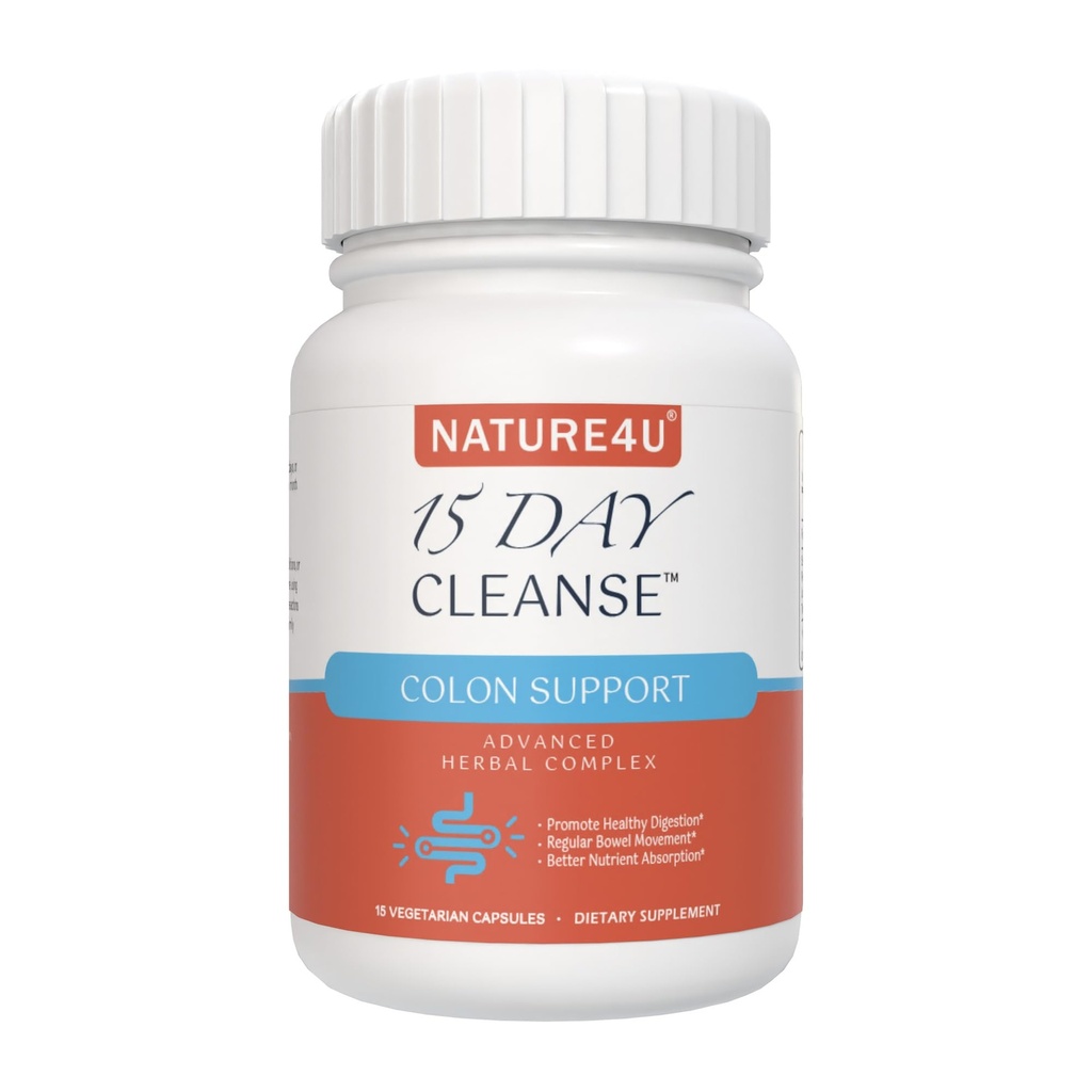 15 Day Cleanse Gut Support, Advanced Gentle Daily Colon Gut Cleanse Detox for Women & Men with Senna, Cascara Sagrada, Psyllium Husk and Probiotic, 15 Capsules