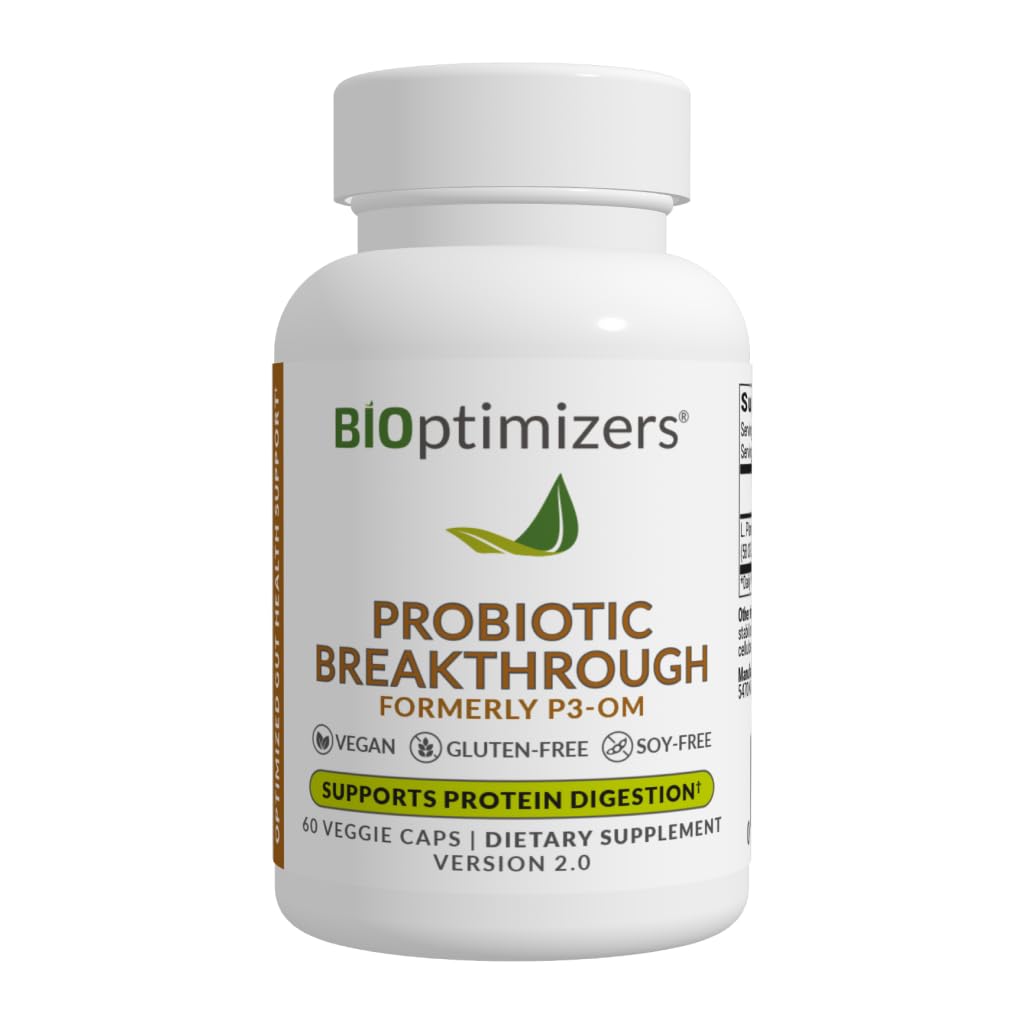 BiOptimizers Probiotic Breakthrough – Lactobacillus Plantarum OM Probiotics & Prebiotics Health Supplement for Gut, Digestive & Immune Support Probiotics for Women Men Ηλικιωμένοι– 60 Vegan Κάψουλες