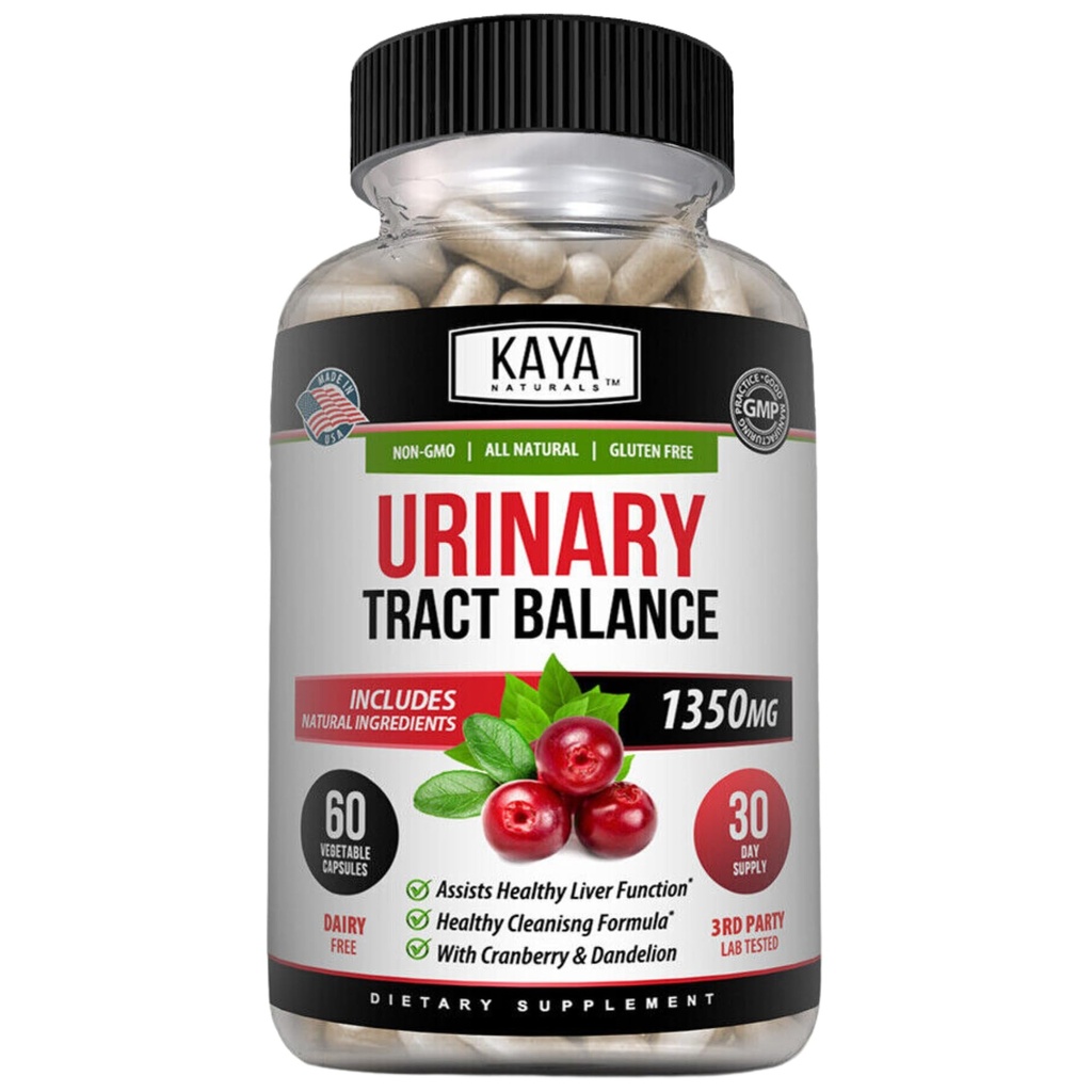 Kaya Naturals - D-Mannose - Καθαρισμός ούρων & βλεννογόνου - Κατασκευασμένο με Cranberry, Hibiscus & Dandelion Root - D Mannose Capses Cranberry Supplement - 60 Veggie Capsles