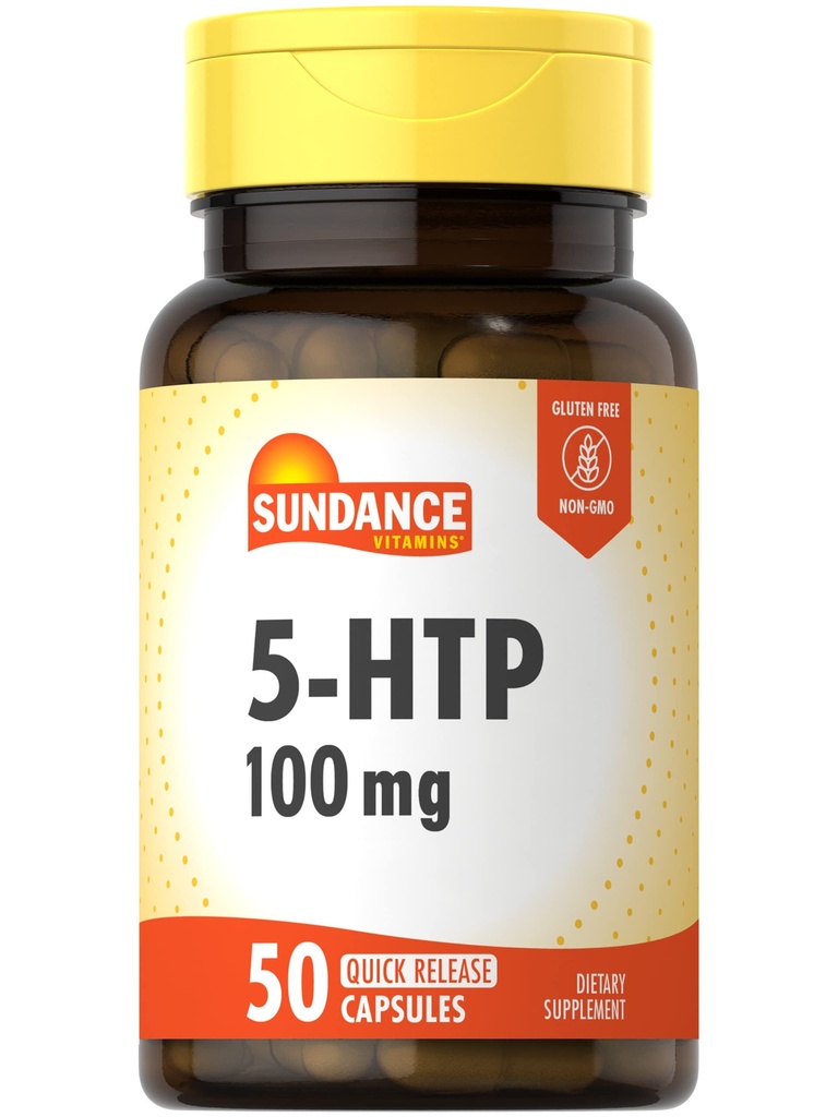 Sundance 5-HTP 100mg | 50 Capsules | 5 Hydroxtryptophan | Non-GMO & Gluten Free Supplement