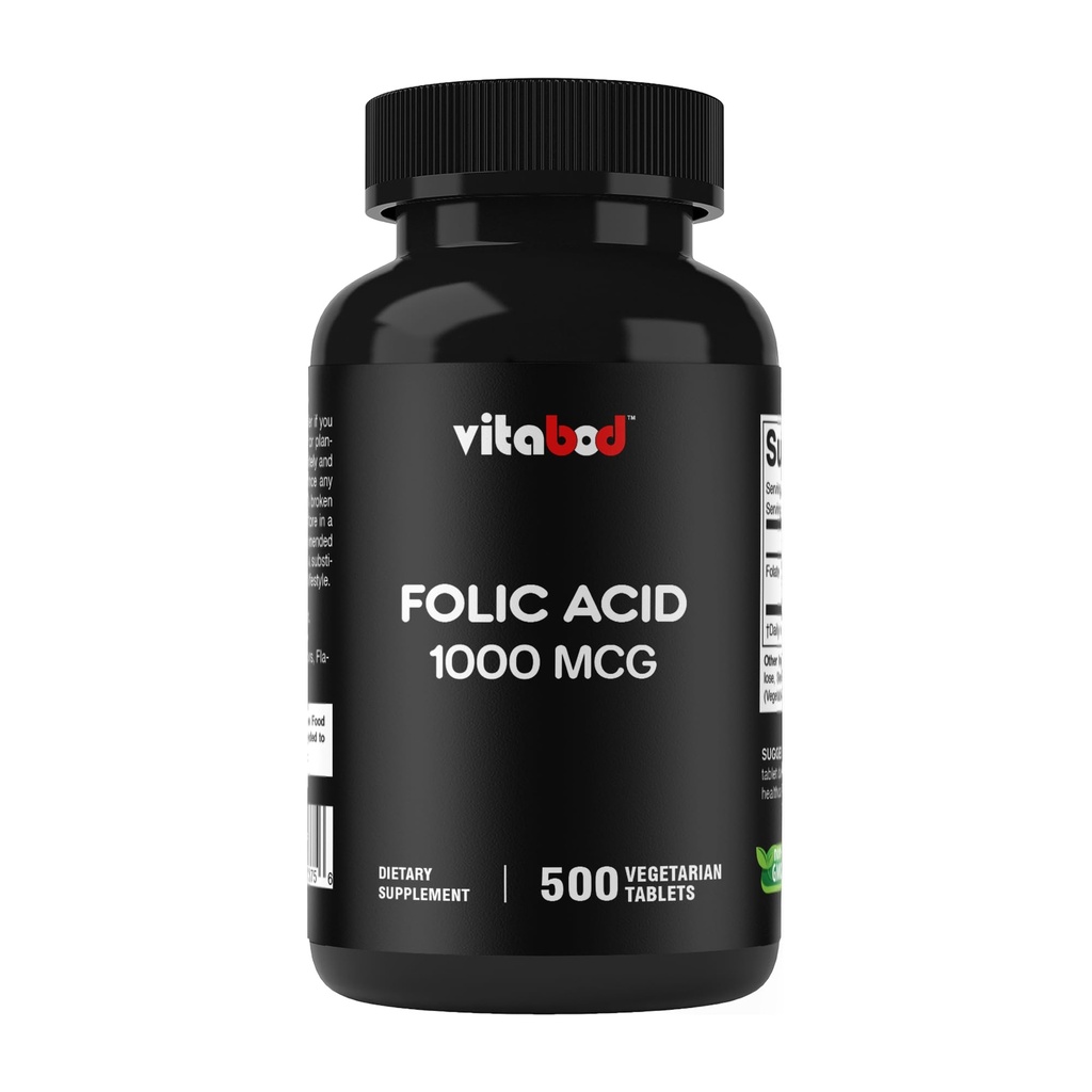 Φολικό οξύ 1 mg (1000 mcg) (Vitamin B9) - 500 χορτοφαγικά δισκία - μια απαραίτητη προγεννητική και μεταγεννητική βιταμίνη
