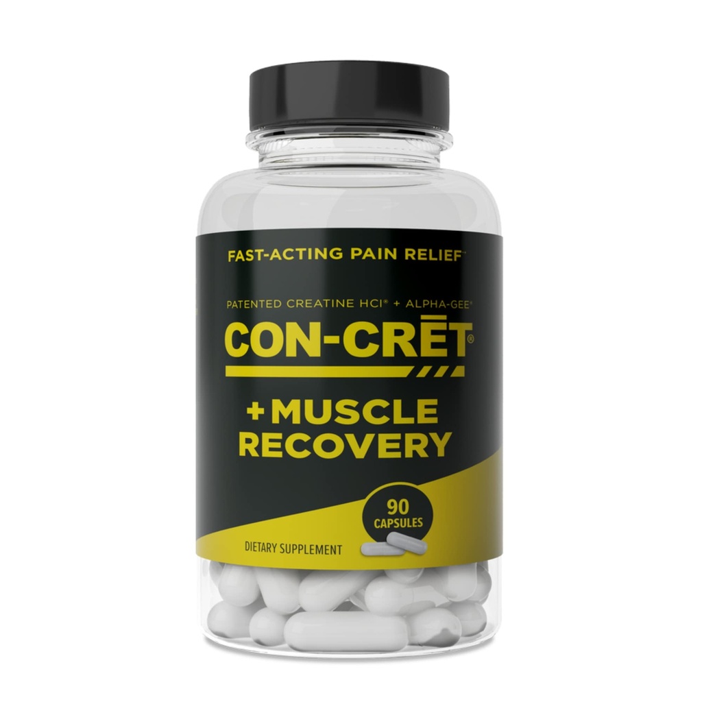 CON-CRET Creatine HCl + Muscle Recovery with Alpha-GEE®, Supports Muscle Recovery, Reduces Soreness, Restores Muscle Health, 90 Capsules