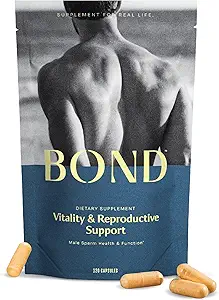 BOND Vitality - All-in-One Male Fertility Supplement - Conception for Him, Fertility Supplements for Men, Male Wellness Supplement - CoQ10, Vitamins B12, C, D, & E, Catalase, Selenium - 120 Capsules