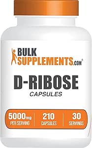 BulkSupplements.com Κάψουλες D-Ribose - Συμπλήρωμα Ριβόζης, για την Ενεργειακή Υποστήριξη - Χωρίς γλουτένη, 7 κάψουλες ανά υπηρεσία (5000mg), 210 Count (Pack of 1)