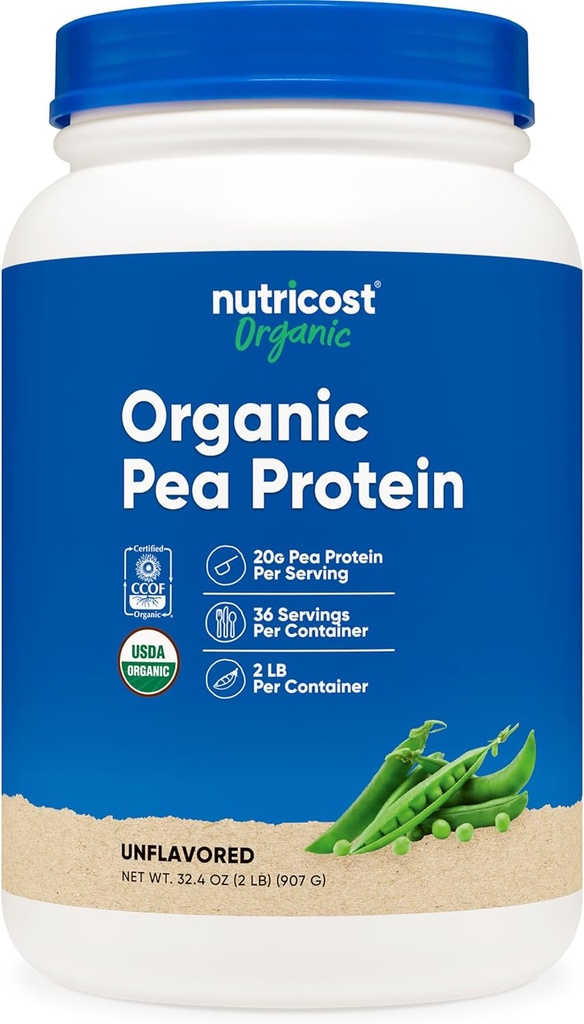 Nutricost Organic Pea Protein Isolate Powder (2LBS) - Μη αρωματισμένη, πιστοποιημένη USDA Organic, πρωτεΐνη από φυτά, χορτοφάγους φιλικούς, γλουτένη χωρίς, μη ΓΤΟ