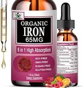 Iron Supplement for Women with Vitamin C,6-in-1 Liquid Supplement w/Vitamin B12,Vitamin B6,High Absorption Liquid Iron Drops for Red Blood Cells & Immune Support,Non-GMO, Gluten Free