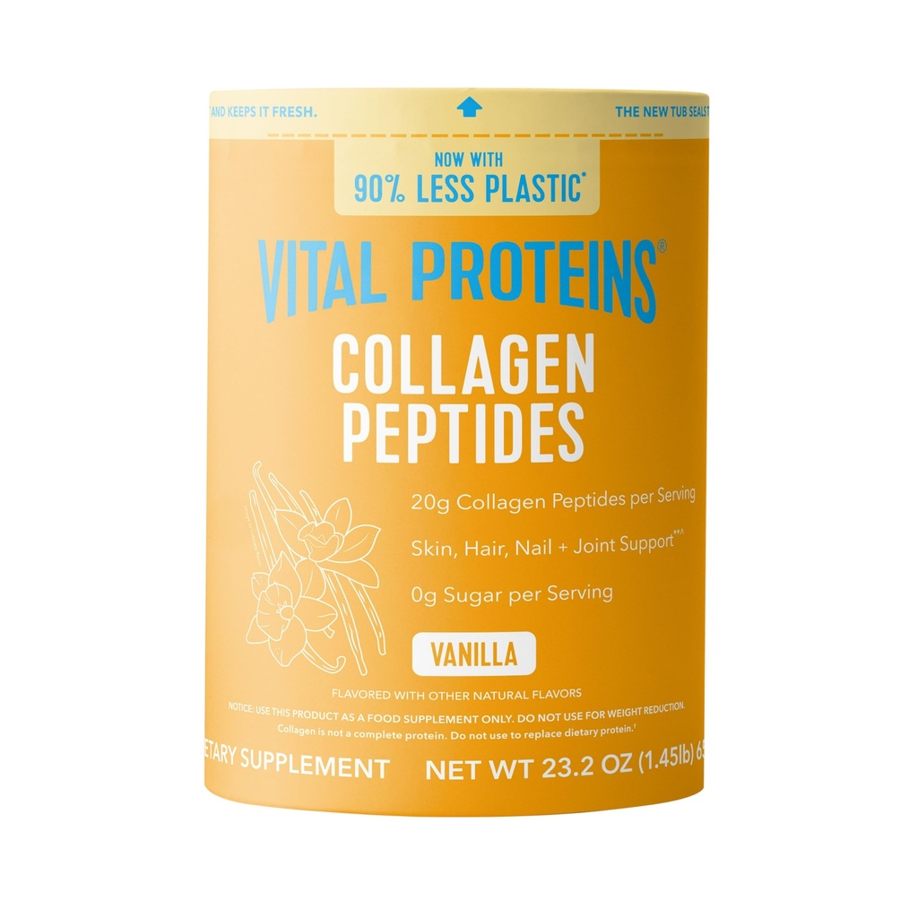 Ζωτικές πρωτεΐνες Collagen Peptides σκόνη - Grass Fed Collagen Peptides για τα μαλλιά, νύχια, δέρμα, οστά και κοινή υγεία, βανίλια, 23.2 ουγγιά