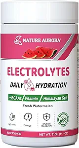 Electrolytes Powder No Sugar, Fresh Watermelon Electrolyte Powder, Hydration Powder, Enhanced with Himalayan Salt, BCAAs, and B-Vitamins, No Calories, Sugar Free Keto Electrolyte Drink - 90 Servings