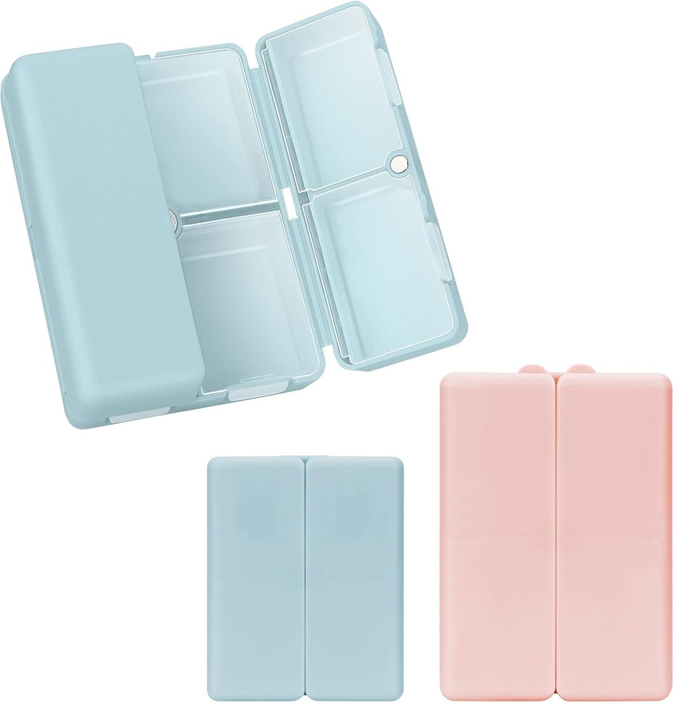 FYY 2 Pcs Daily Pill Organizer, 7 διαμερίσματα Φορητό χάπι περίπτωση Travel Pill Organizer,[Folding Design] κουτί χάπι για Purse Pocket να κρατήσει βιταμίνες, Cod λάδι ήπατος, συμπληρώματα και φαρμακευτική αγωγή-Ναυτί+ Pink
