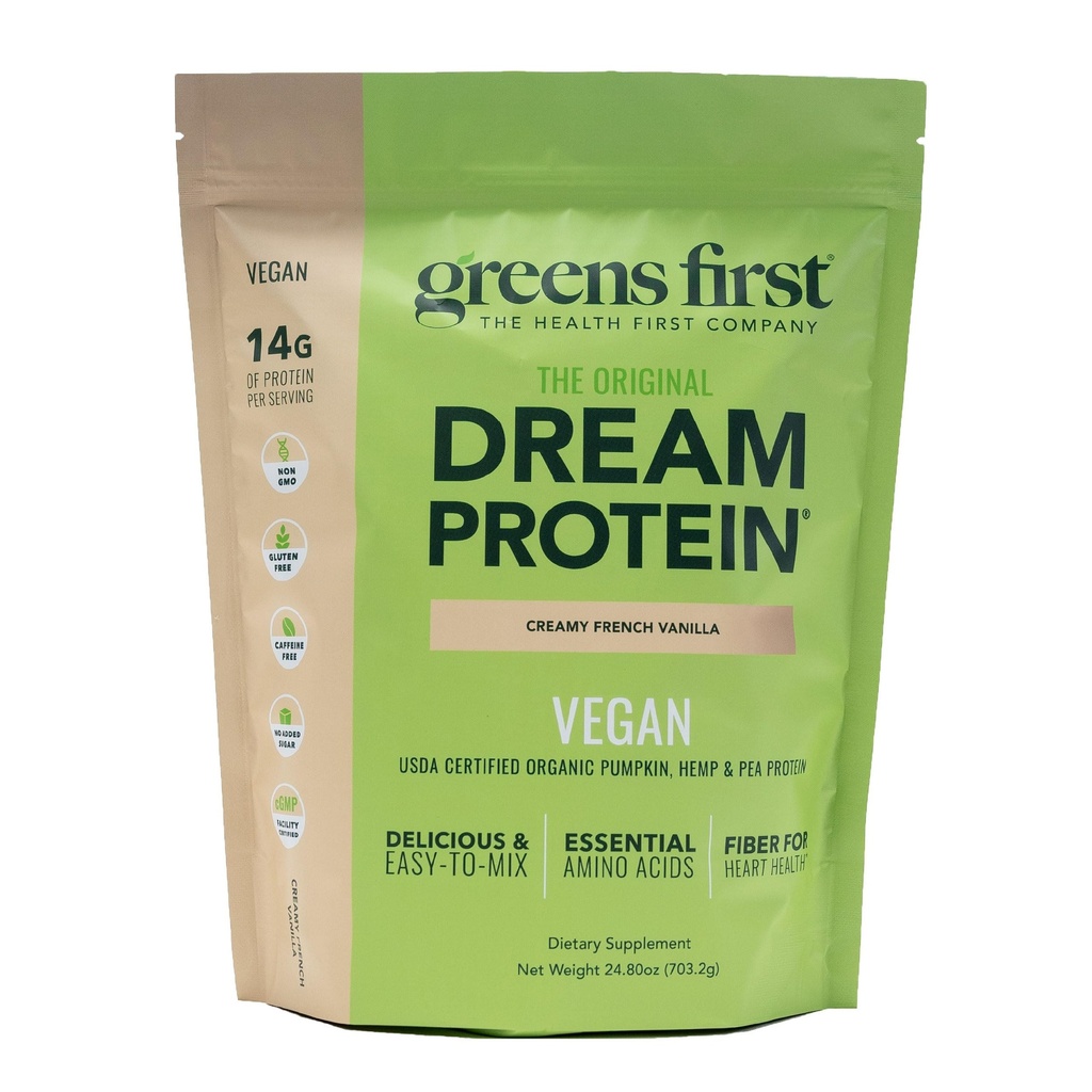 Πράσινοι πρώτη πρωτεΐνη με βάση το φυτό Vegan σε σκόνη - USDA οργανική κολοκύθα, κάνναβη και πρωτεΐνη μπιζελιού - χωρίς γλουτένη, μη-GMO, χωρίς προσθήκη ζάχαρης (Κρεμώδης γαλλική βανίλια, 24.8 oz)