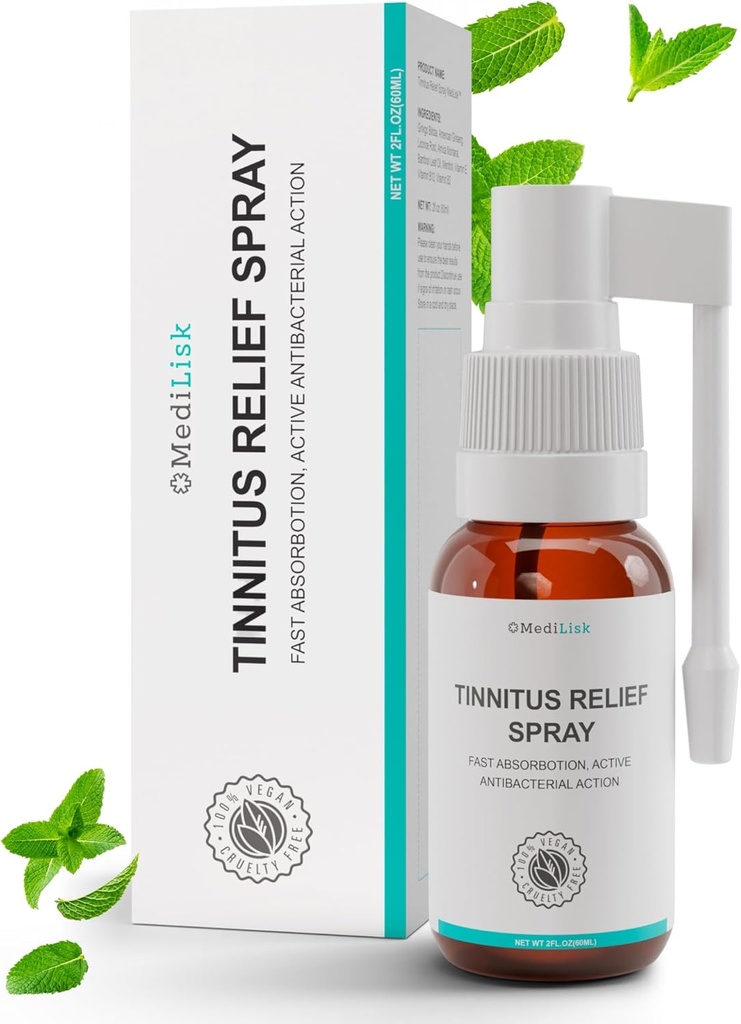 Medilisk Εμβοές Relief Spray – Υποστηρίζει Εμβοές Ανακούφιση για τα Αυτιά Δαχτυλίδι – Φυτικά Προϊόντα Αυτικής Φροντίδας – Μη Στεροειδή & Υποαλλεργικά – 1 Fl Oz – Συσκευασία 1