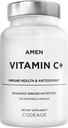 Amen Vitamin C+ συμπλήρωμα με ψευδάργυρο, Bioflavonoids, Quercetin, Rose HIPS, Elderberry – Vegan, Μη ΓΤΟ – 2 Μήνες προσφοράς - 120 κάψουλες