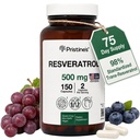 Resveratrol 500MG 75 Ημέρα προσφοράς Αντιγηραντική & καρδιακό συμπλήρωμα υγείας κάψουλες - Εγκεφαλική & πνεύμονα Υγεία Οφέλη