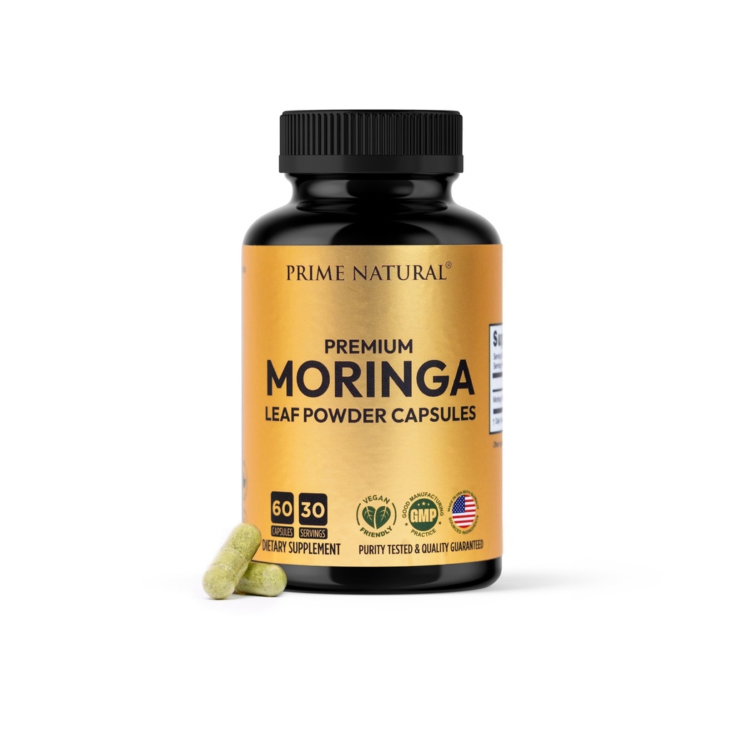 Moringa Κάψουλες σκόνης - Pure Moringa σκόνη, ενέργεια, δέρμα, ανοσοποιητική & κόγχη υγεία Superfood, πλούσια σε αντιοξειδωτικά, βασικές βιταμίνες & αμινοξέα, φυσικό πράσινο συμπλήρωμα superfood - 60 Count