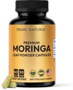 Moringa Κάψουλες σκόνης - Pure Moringa σκόνη, ενέργεια, δέρμα, ανοσοποιητική & κόγχη υγεία Superfood, πλούσια σε αντιοξειδωτικά, βασικές βιταμίνες & αμινοξέα, φυσικό πράσινο συμπλήρωμα superfood - 60 Count