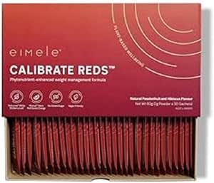 eimele Calibrate Reds | Natural Weight Control Formula for Women & Men | Reduce Cravings | Healthy Weight Support | Vegan | 30 Sachets (2g Powder ea)