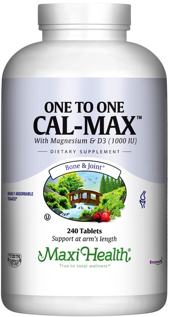 Maxi Health 500 mg Συμπλήρωμα ασβεστίου με Βιταμίνη D3 (1000 IU) και Μαγνήσιο (500 mg) - Οστέινο, Δόντια και Κοινή Υποστήριξη για Άνδρες και Γυναίκες - 240 δισκία