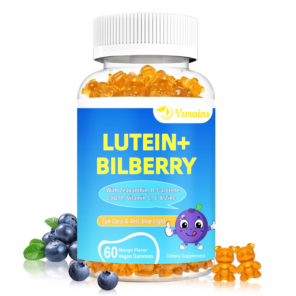 20mg Lutein & Zeaxanthin Gummies με Bilberry, Ασταξανθίνη, Omega 3, Βιταμίνη C, E - Συμπλήρωμα για την υγεία των ματιών χωρίς ζάχαρη για ενήλικες & παιδιά - Dry Eye Relief, Vision Clarity, Macular Υποστήριξη