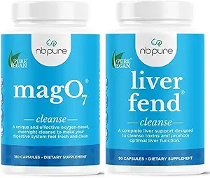 nbpure MagO7 + Liver Fend Detox Bundle | Oxygen-Powered Colon Cleanse & Liver Support | Relief for Occasional Constipation, Bloating & Toxin Build-Up | Ozonated Magnesium + Milk Thistle, 180 Capsules
